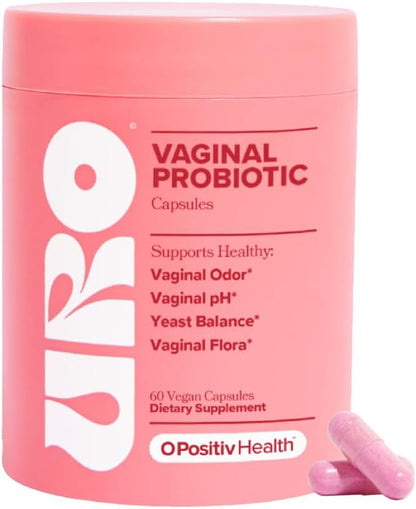 URO Probiótico Vaginal para Mujeres – pH Balanceado, Flora Íntima Saludable, Olor Fresco, Prebióticos + Lactobacillus, 60 Cápsulas