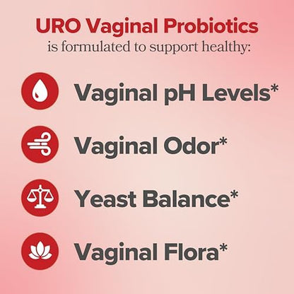 URO Probiótico Vaginal para Mujeres – pH Balanceado, Flora Íntima Saludable, Olor Fresco, Prebióticos + Lactobacillus, 60 Cápsulas
