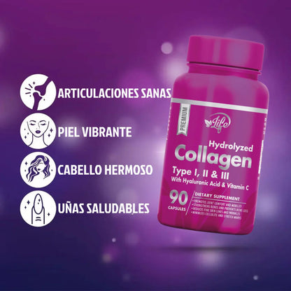 ✨ Colágeno Hidrolizado Tipo I, II y III con Ácido Hialurónico + Vitamina C